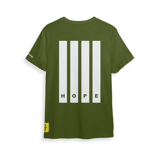 HOPE T - SHIRT (ARMY GREEN) - WHITE
